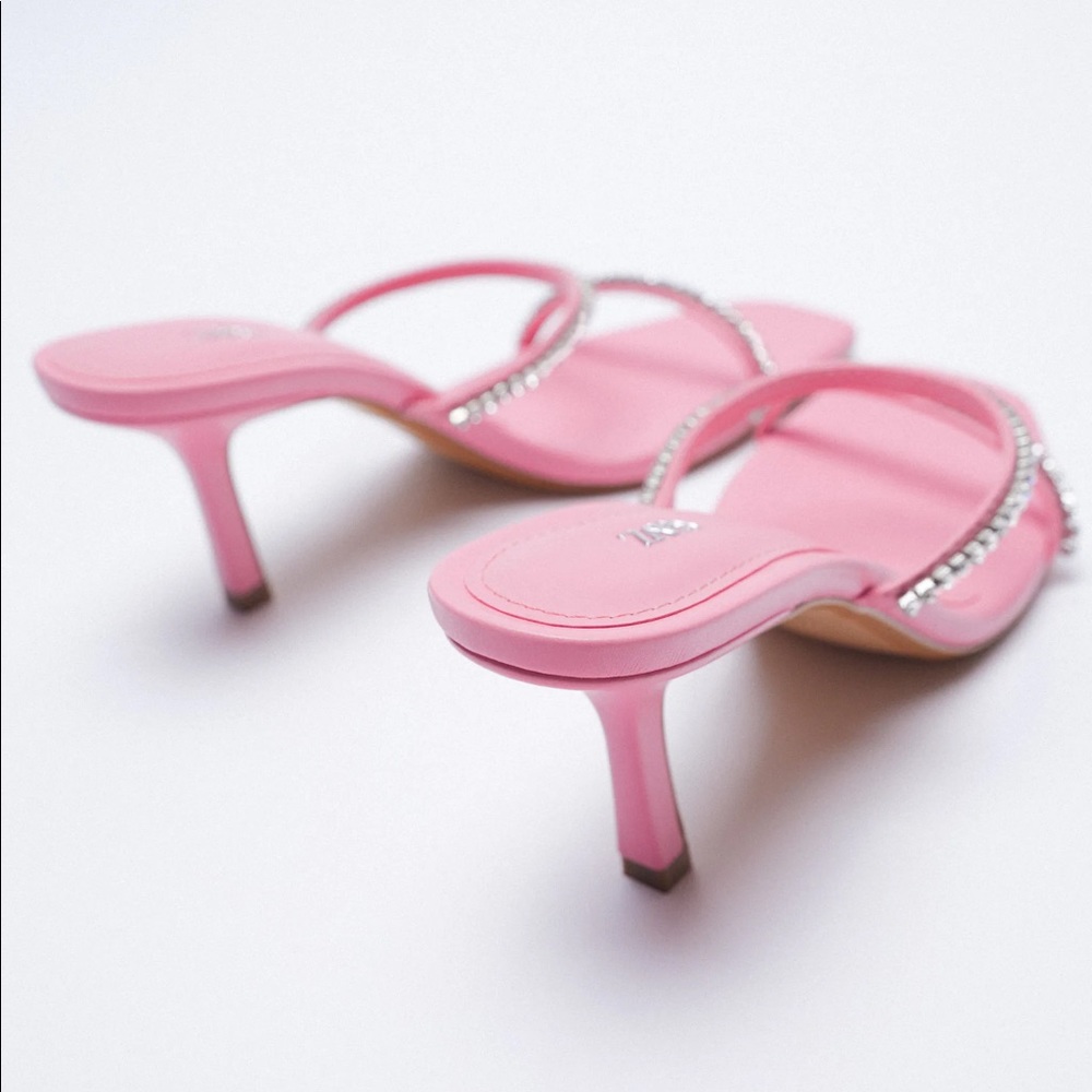 Zara pink sparkly strap heeled sandals - Picture 3 of 7